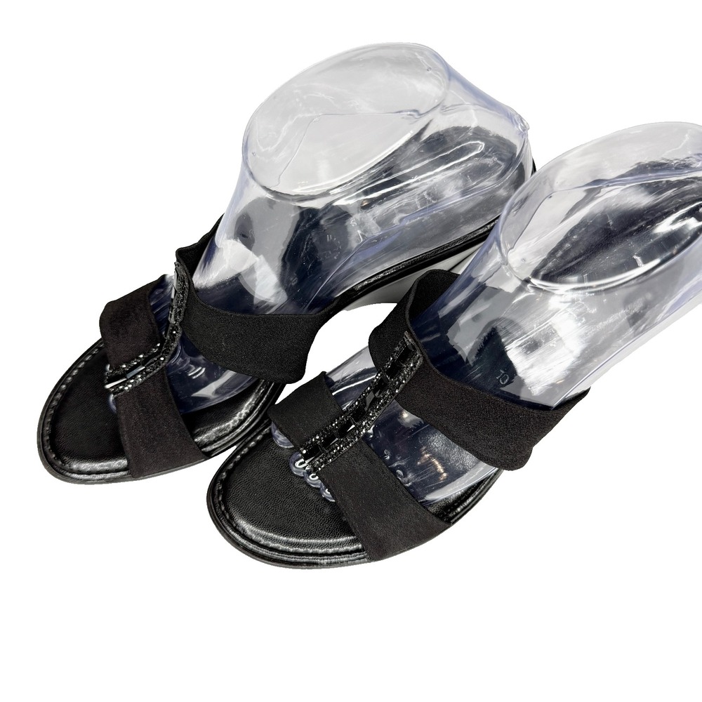 Italian Shoemakers black beaded slide sandals women's 10‎